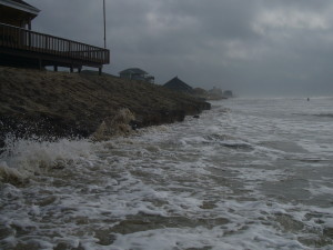 Erosion of a beach on the Texas Coast