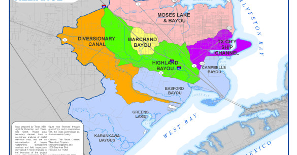 Map of Highland Bayou subwatershed and surrounding subwatersheds