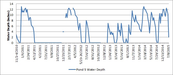 Pond 5 Water Depth Fluctuation (inches)