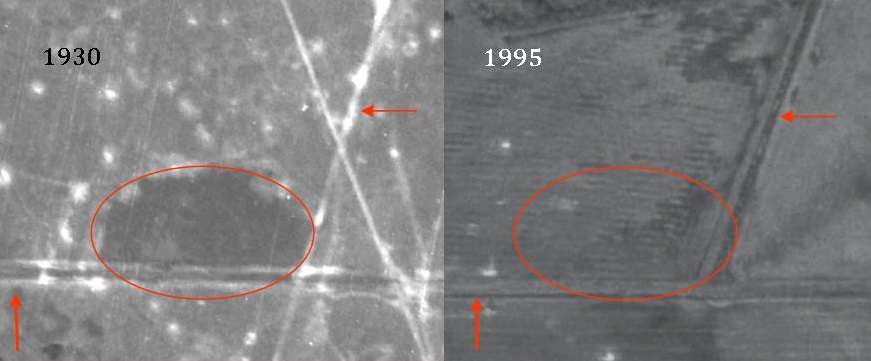 Aerial Images of a wetland in 1935 and 1995